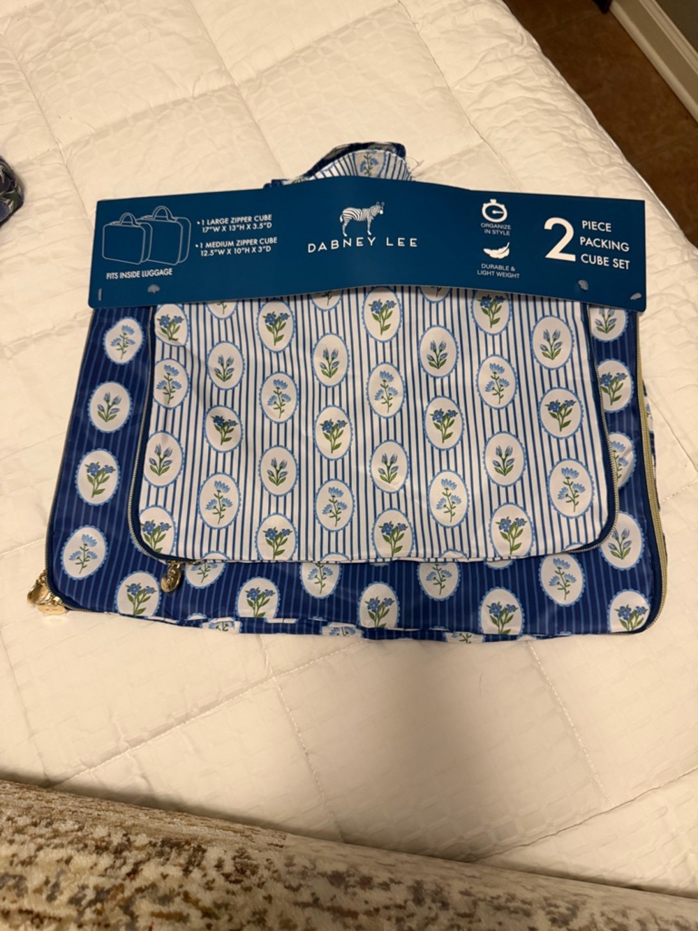 Dabney Lee Blue and White Floral 2-Piece Packing Cube Set